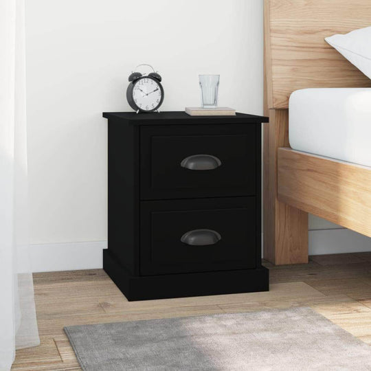 Duo of Shadows: Set of 2 Black Engineered Wood Bedside
