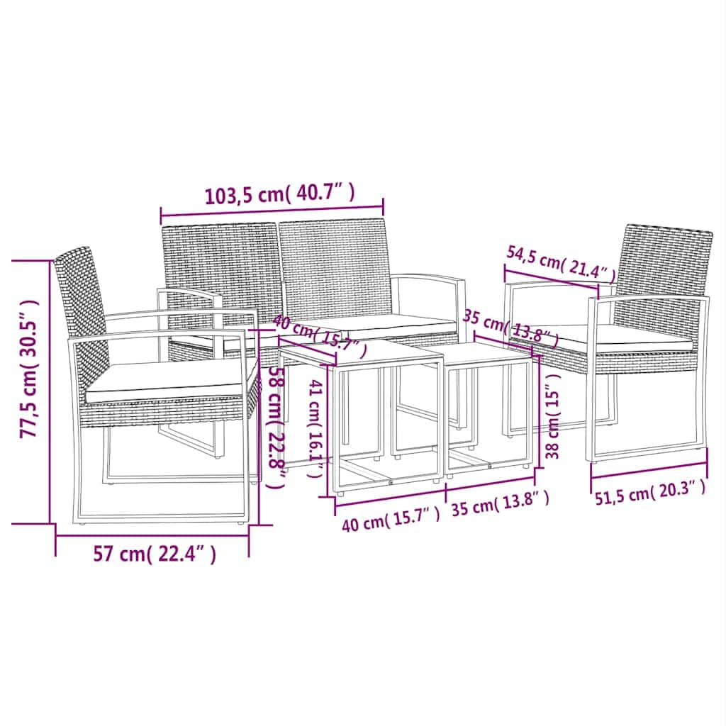 Durable 5 piece Garden Dining Set Patio Setup Modern Living