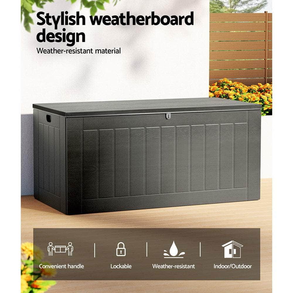 Durable 830L Outdoor Storage Container with Bench