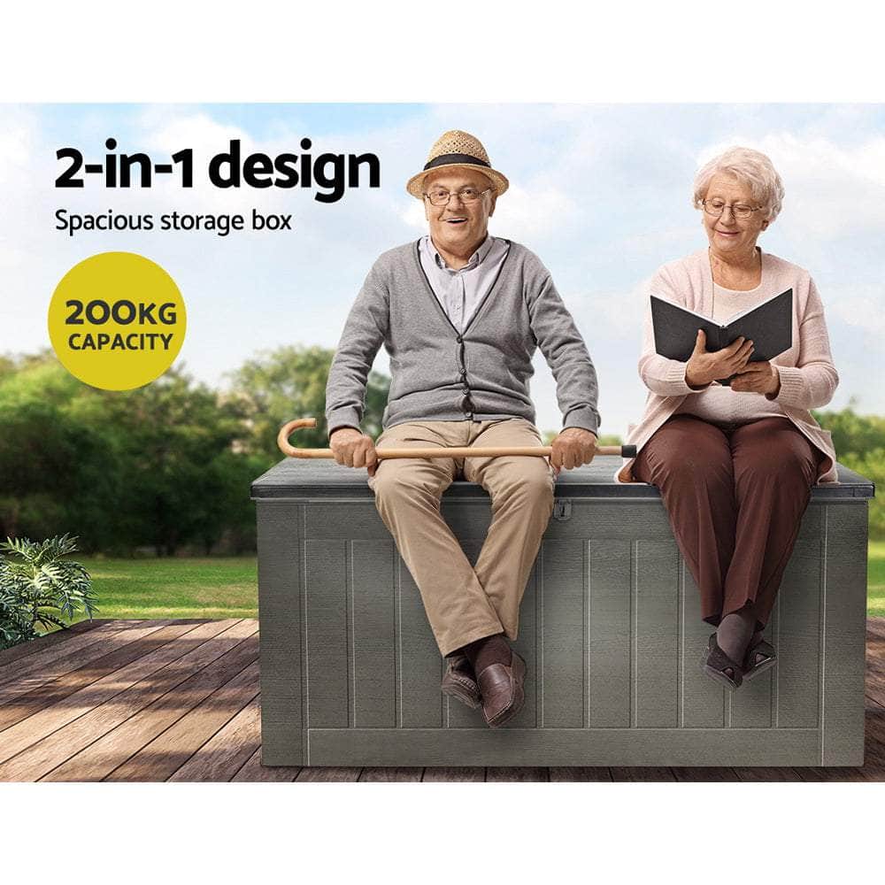 Durable 830L Outdoor Storage Container with Bench