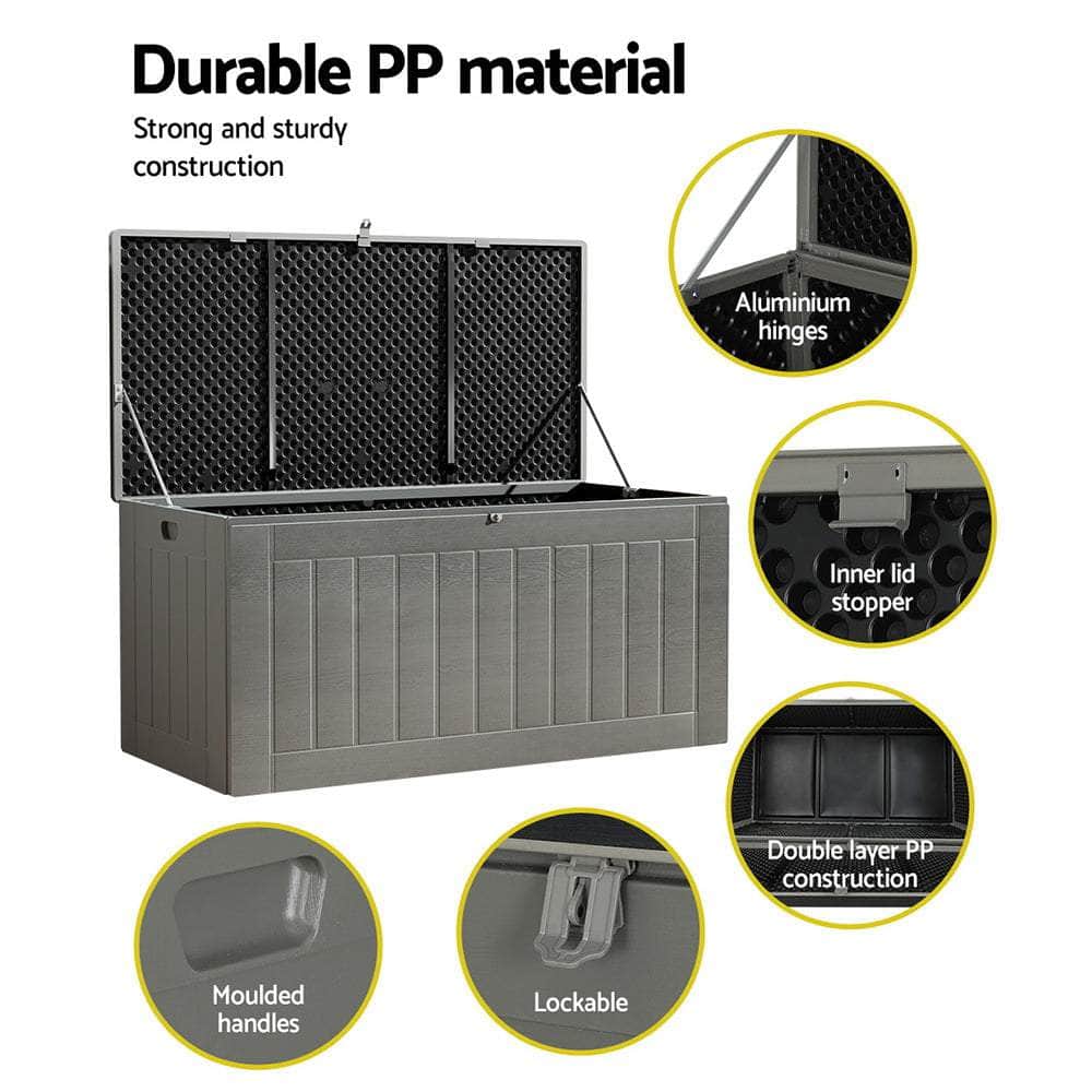 Durable 830L Outdoor Storage Container with Bench