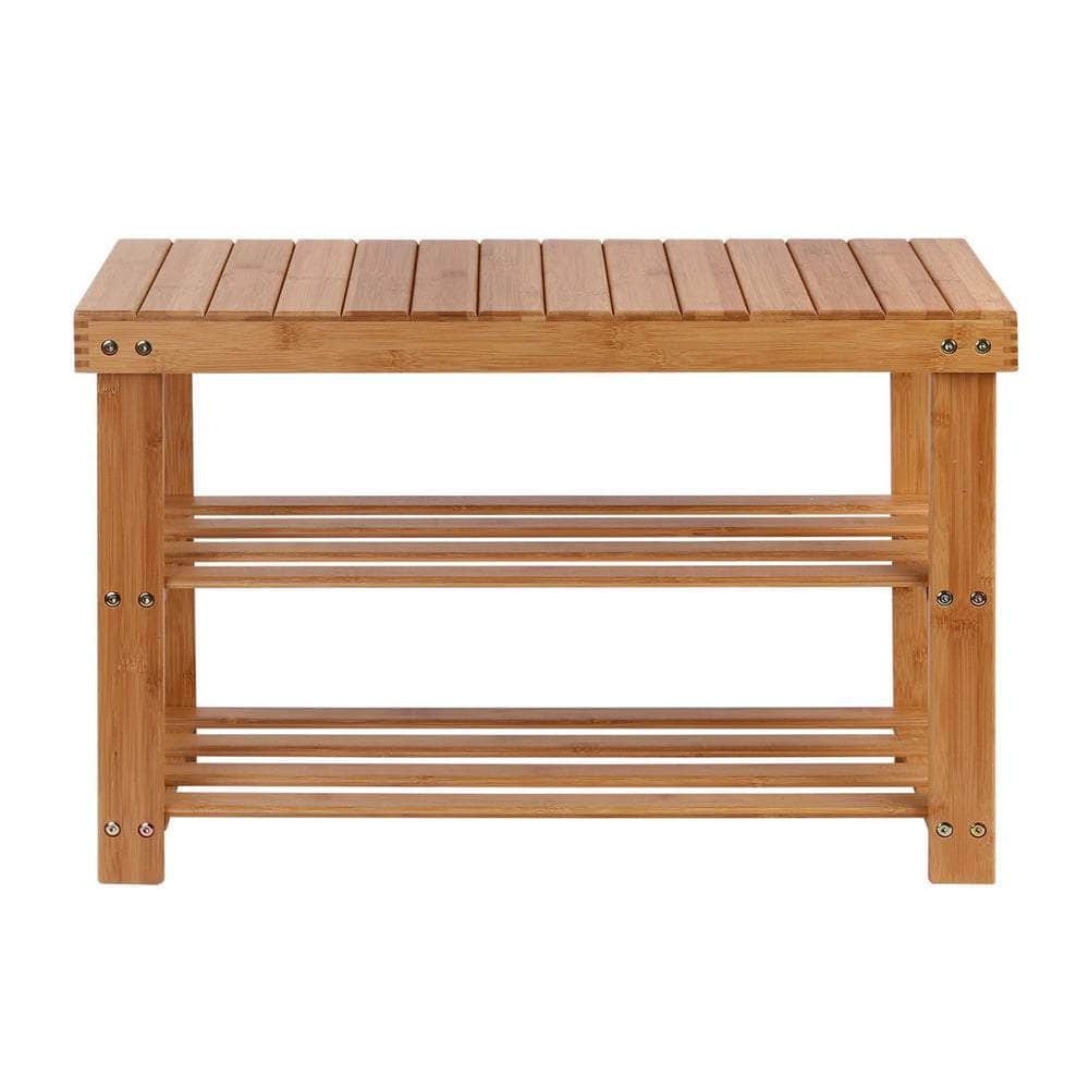 Durable Bamboo Shoe Rack Bench - 10 Pairs