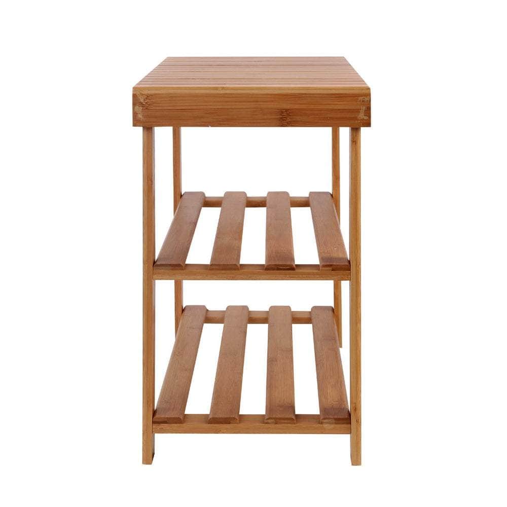 Durable Bamboo Shoe Rack Bench - 10 Pairs