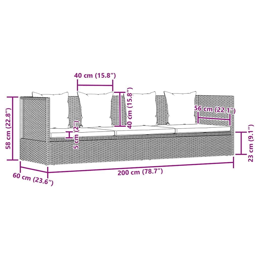 Durable Garden Bed Grey 200x60 cm Daily Living Essential Boho