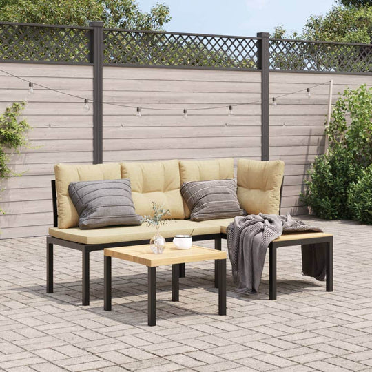 Durable Garden Bench Set with Cushions 3 pcs - 3 Pcs