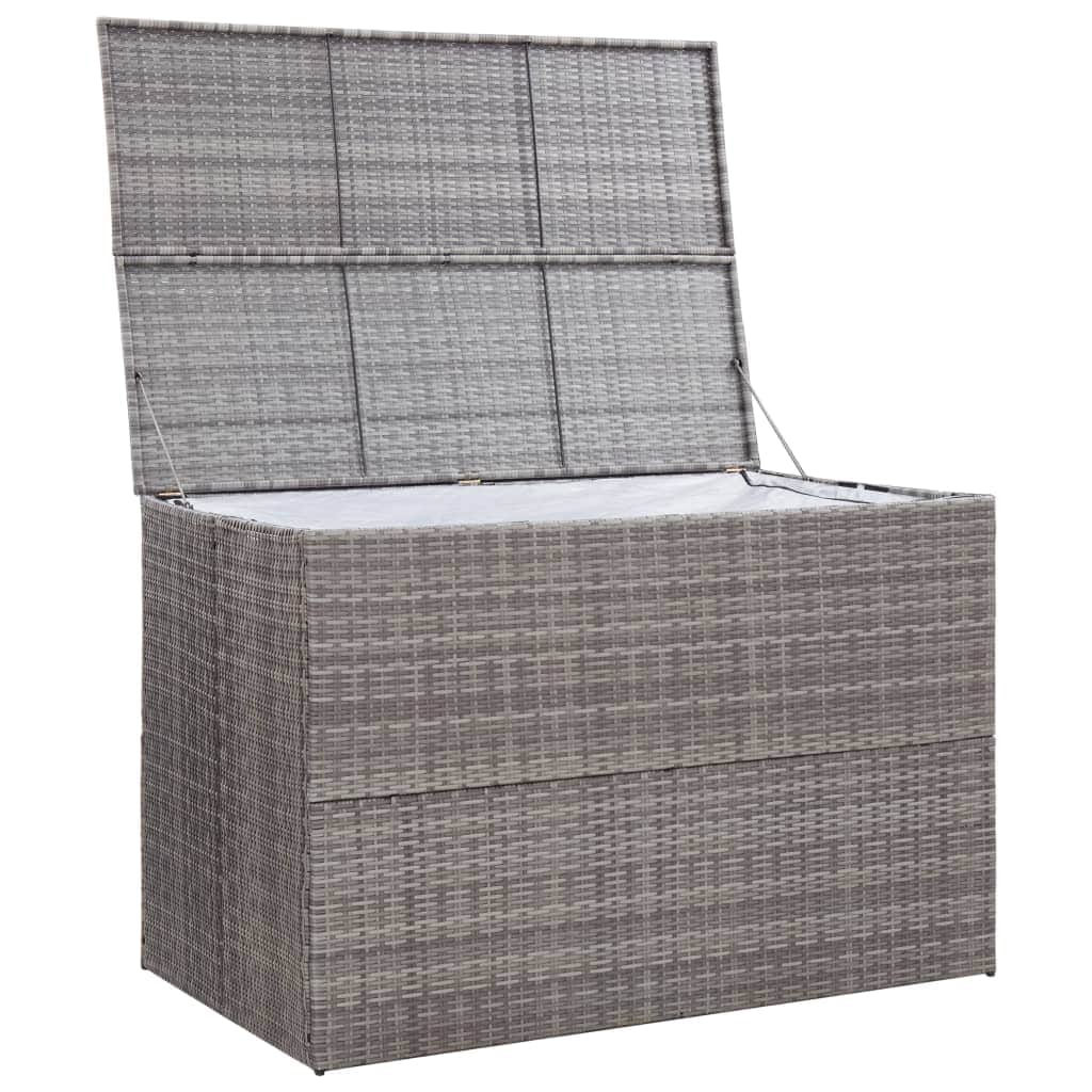 Durable Garden Storage Box Grey Poly Rattan