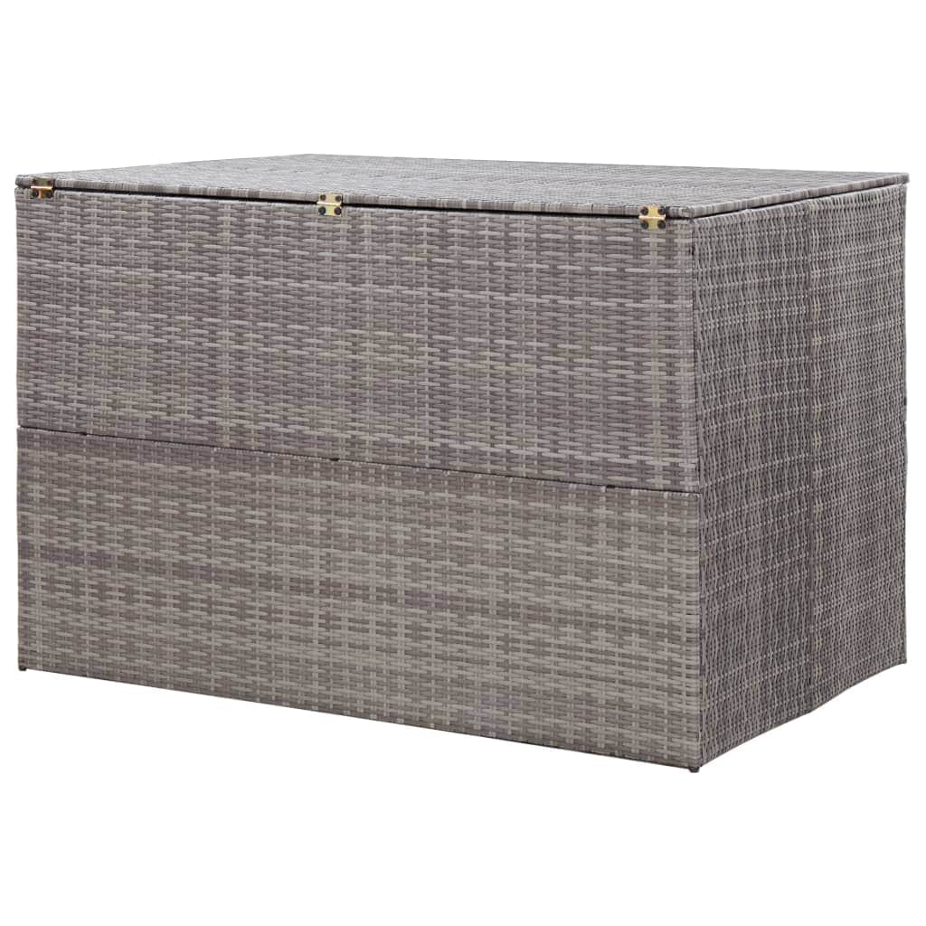 Durable Garden Storage Box Grey Poly Rattan