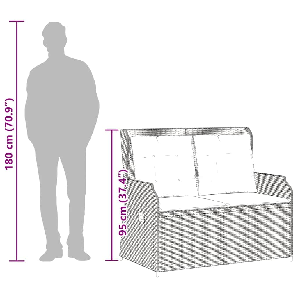 Durable Reclining Garden Bench with Cushions Outdoor Retreat Patio Relax