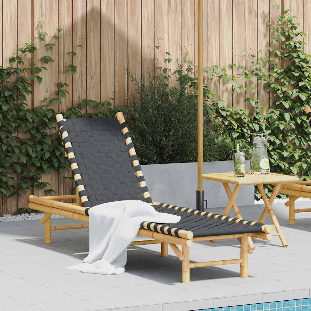 Durable Sun Lounger with Black Woven Home Use Modern Living