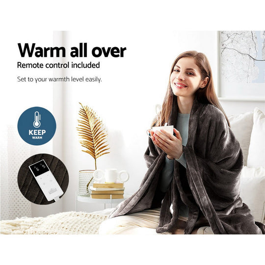 Electric Throw Blanket - Chocolate - Giselle Bedding Rug Cbr