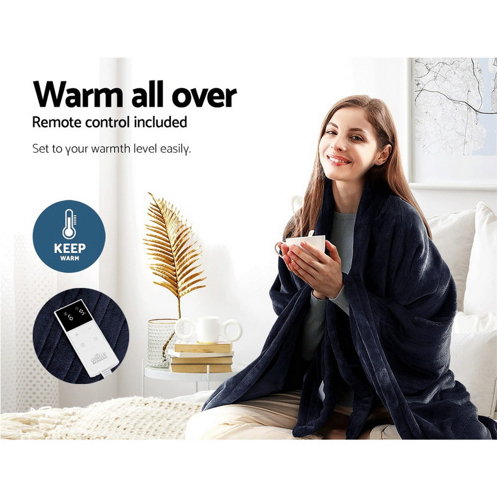 Charcoal colour - Heated Electric Throw Rug Fleece Sunggle Blanket Washable Charcoal - photo 12