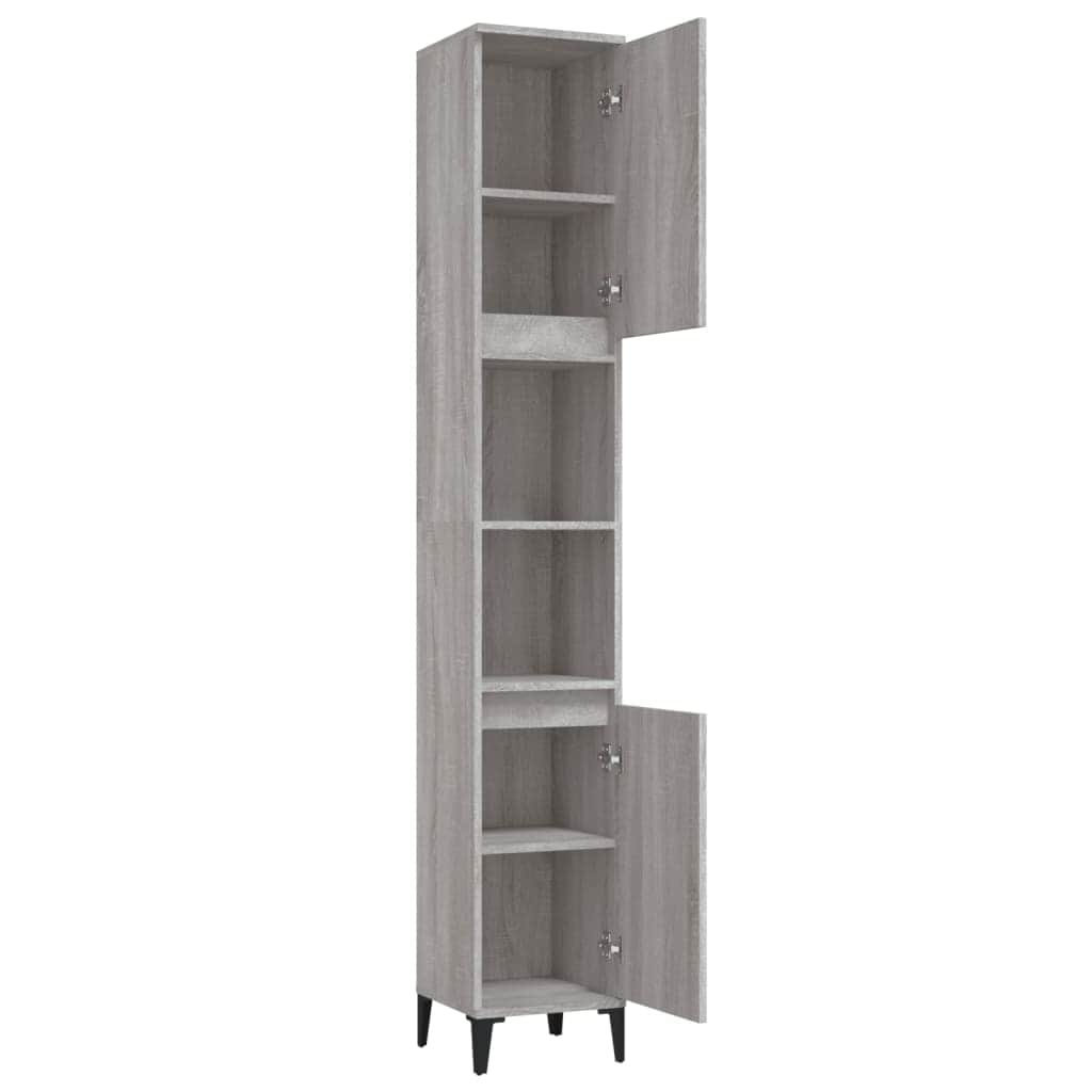 Ebony Elegance: Engineered Wood Bathroom Cabinet