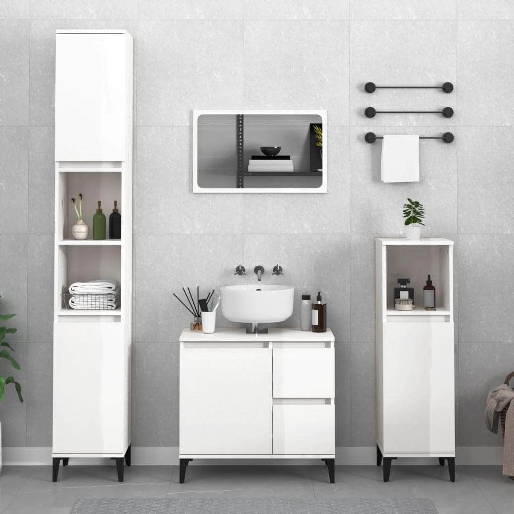 Ebony Elegance: Engineered Wood Bathroom Cabinet