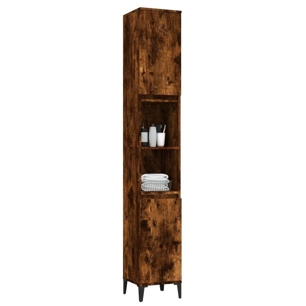 Ebony Elegance: Engineered Wood Bathroom Cabinet