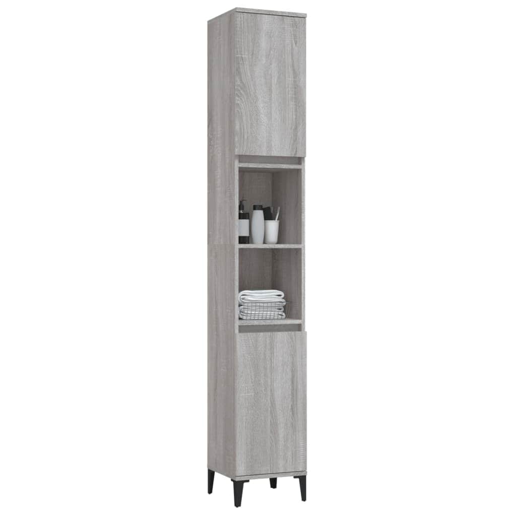 Ebony Elegance: Engineered Wood Bathroom Cabinet
