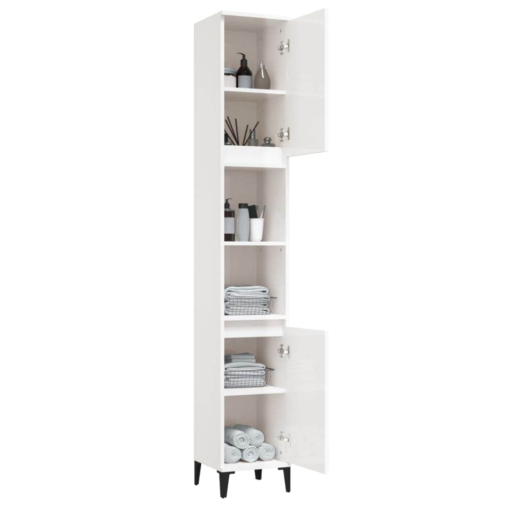 Ebony Elegance: Engineered Wood Bathroom Cabinet