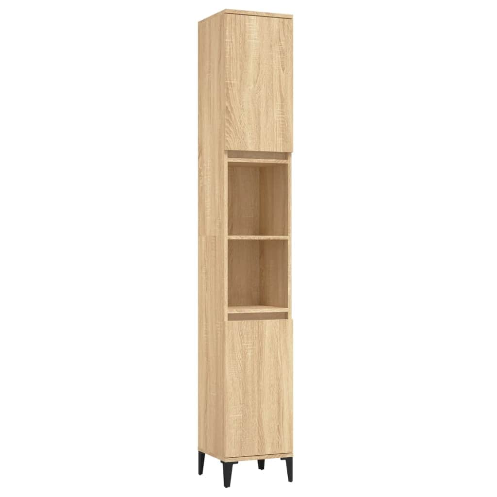 Ebony Elegance: Engineered Wood Bathroom Cabinet