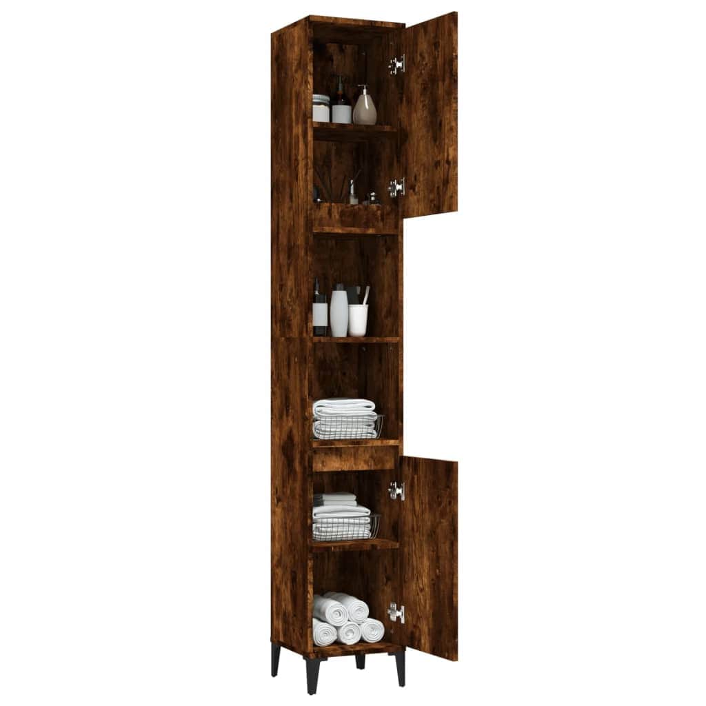 Ebony Elegance: Engineered Wood Bathroom Cabinet