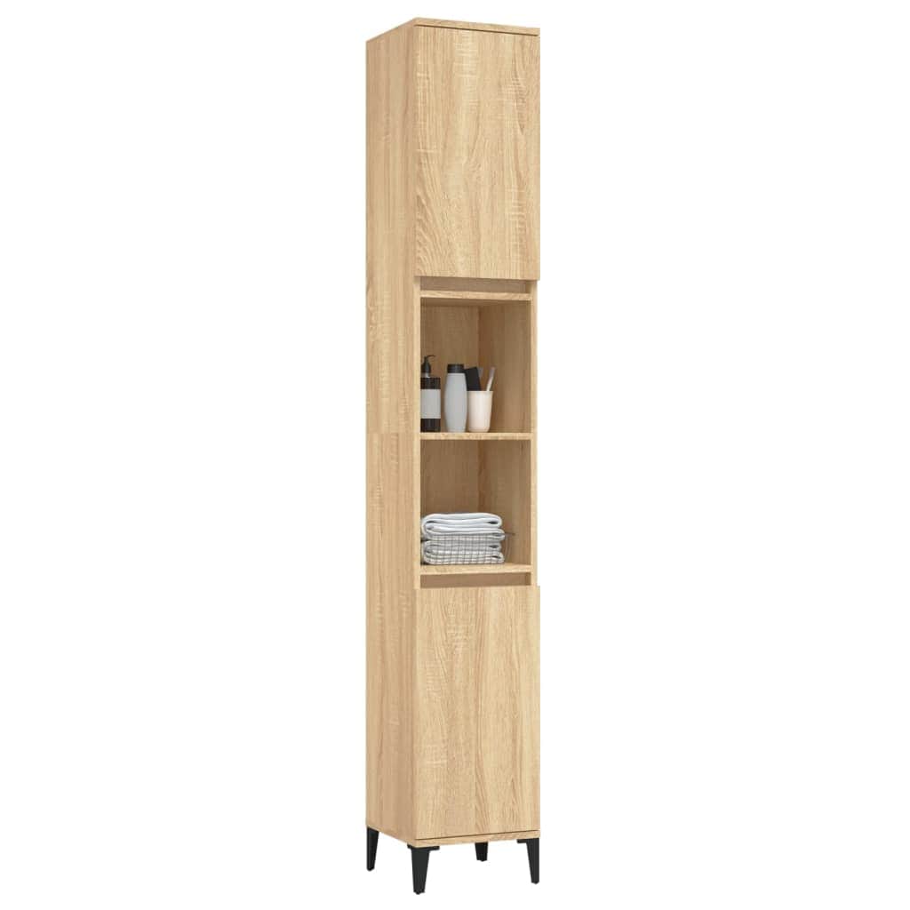 Ebony Elegance: Engineered Wood Bathroom Cabinet