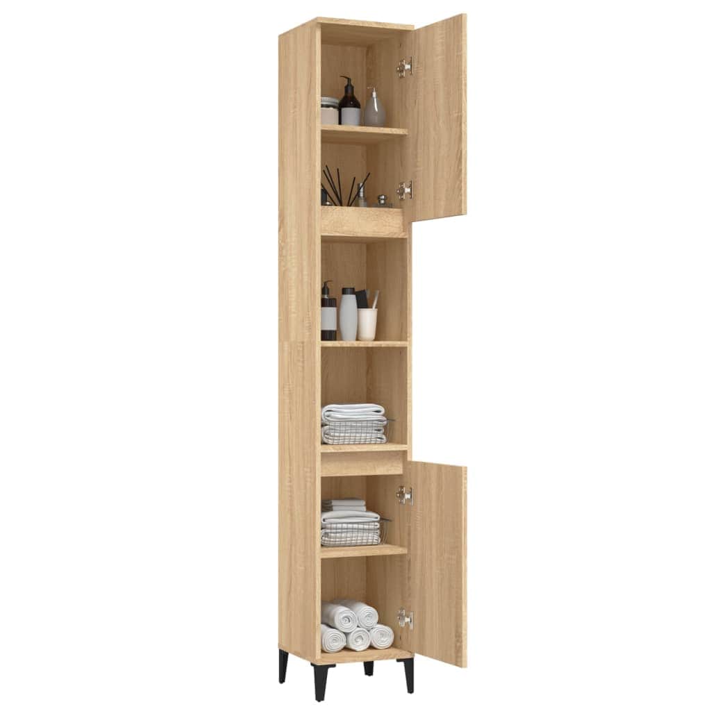 Ebony Elegance: Engineered Wood Bathroom Cabinet