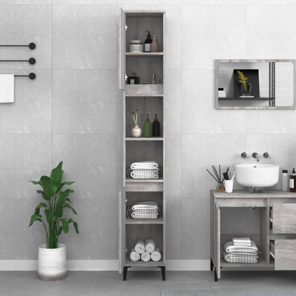 Ebony Elegance: Engineered Wood Bathroom Cabinet