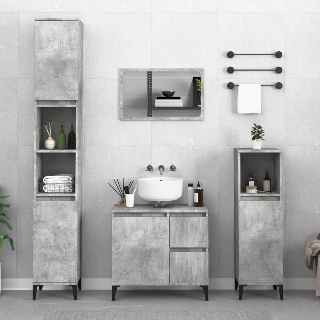 Ebony Elegance: Engineered Wood Bathroom Cabinet