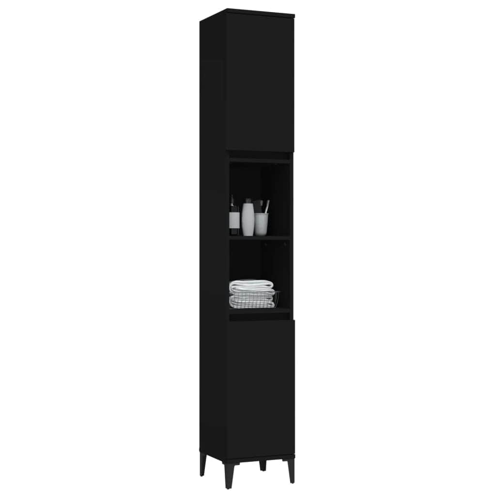 Ebony Elegance: Engineered Wood Bathroom Cabinet