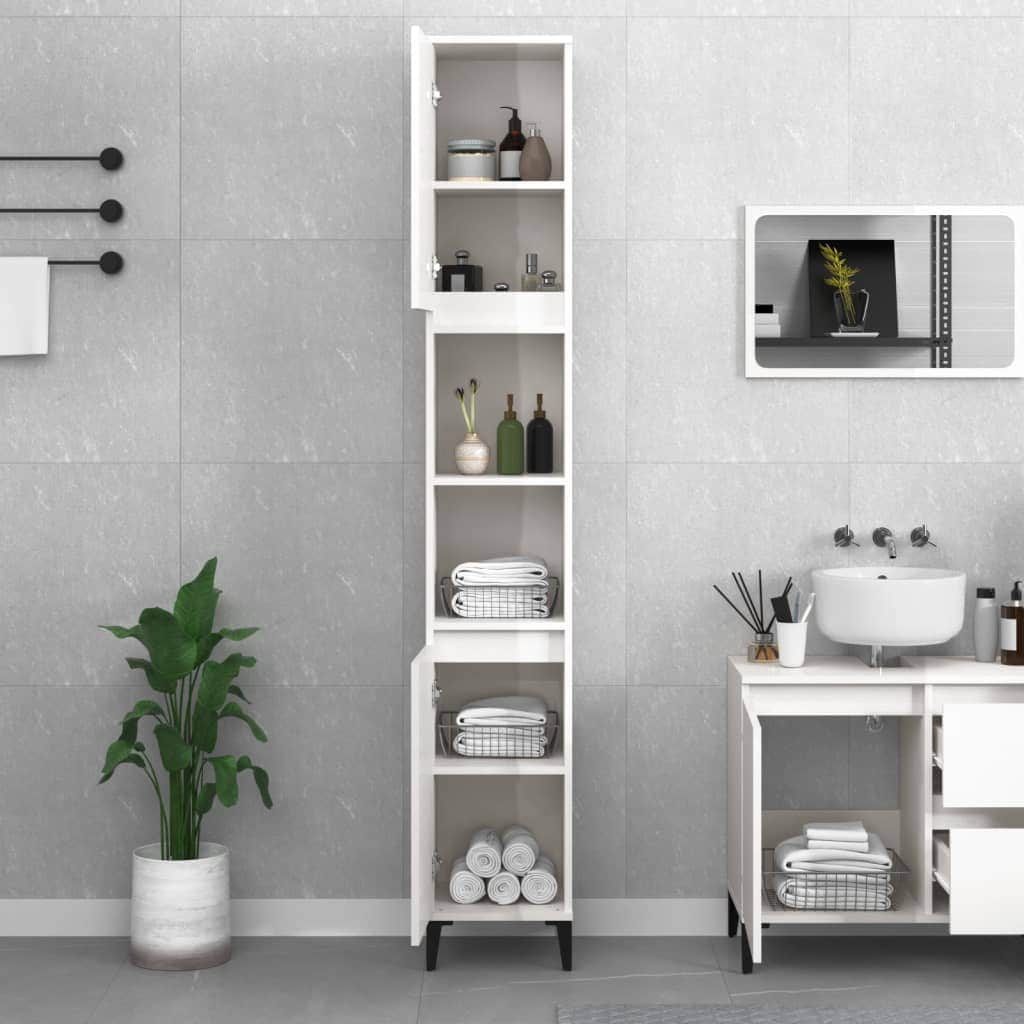 Ebony Elegance: Engineered Wood Bathroom Cabinet