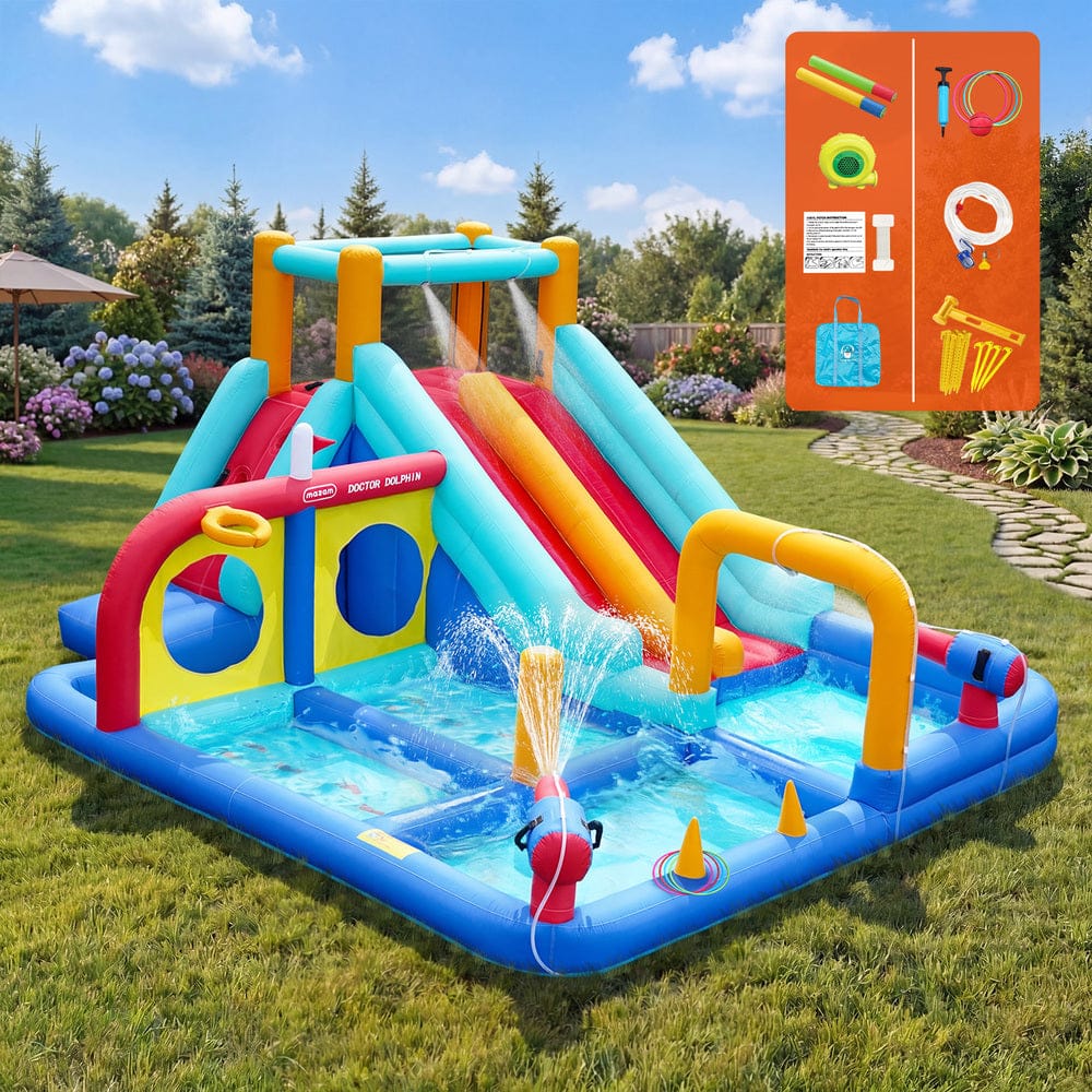 Doctor Dolphin 10-IN-1 Inflatable Water Park Dual Slides