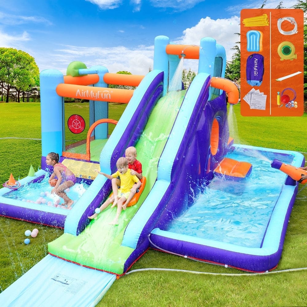 11 Play Zones Inflatable Water Slide Trampoline Bounce House Splash with Inflatable Toys - photo 8