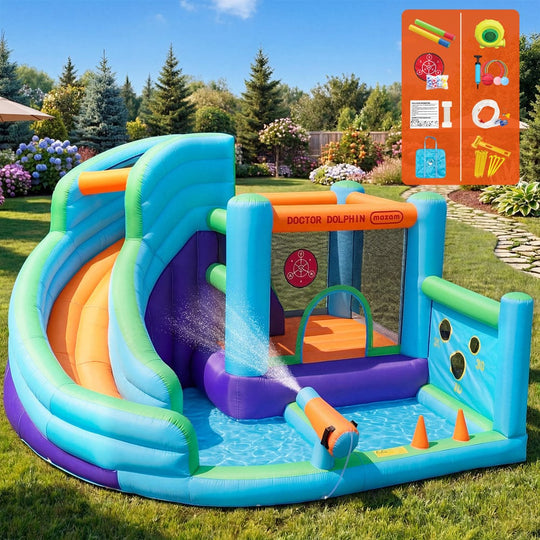 Doctor Dolphin 10-IN-1 Inflatable Water Park Bounce Castle