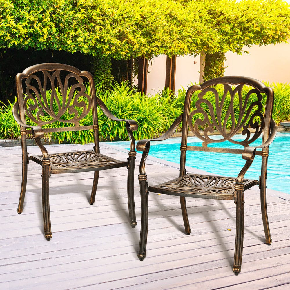 Outdoor Dining Chairs Cast Aluminium Patio Garden Furniture Set of 2, Outdoor Dining Set - photo 7