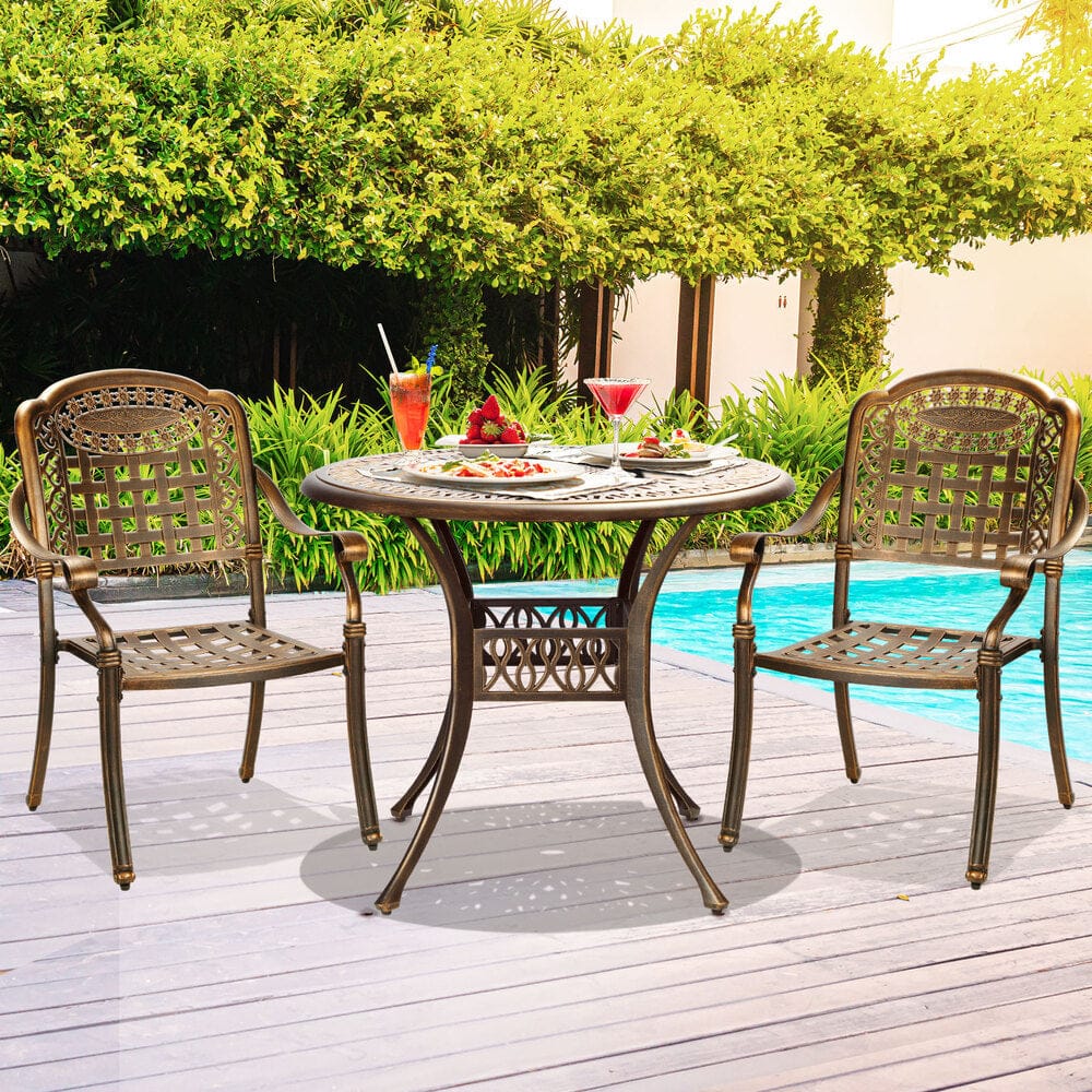 Outdoor Dining Set - Outdoor Dining Chairs 3 Piece Bistro Set Cast Aluminium Patio Furniture - photo 15