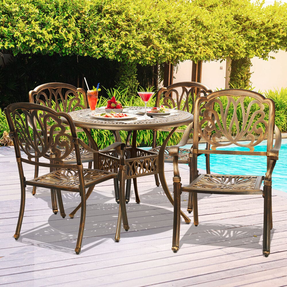 Outdoor Dining Set - Outdoor Furniture 5 Piece Dining Set Chairs Table Bistro Set Patio Garden - photo 15