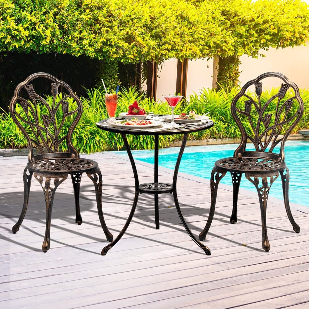 3PCS Bistro Outdoor Setting Chairs Table Patio Dining Set Furniture with Outdoor Patio Set