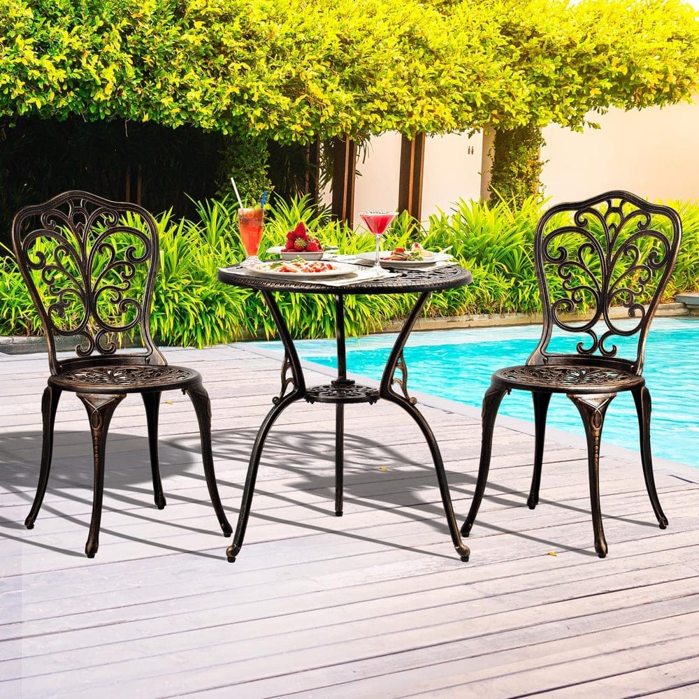 Bistro Furniture Setting 3 Piece Chairs Table Patio Indoor/Outdoor Set with Outdoor Patio Set - photo 8