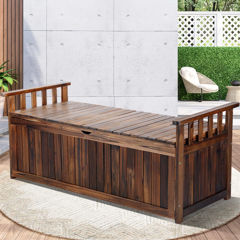 Outdoor Storage Box Garden Bench Wooden Chest Tool Container Cabinet XL, Wooden Storage Bench - photo 15