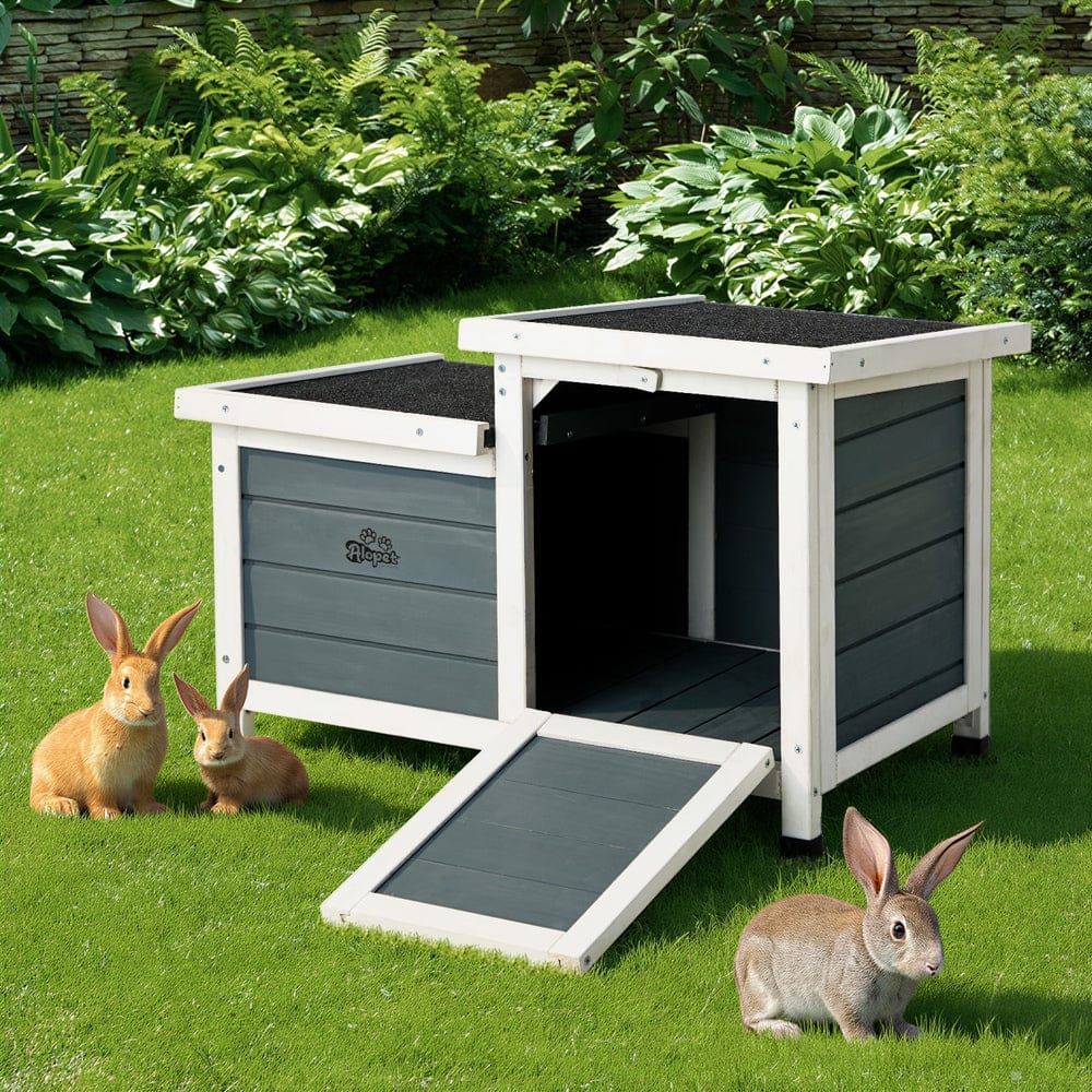 Wooden finish - Outdoor Rabbit And Cat Hutch Wooden Coop House Enclosure