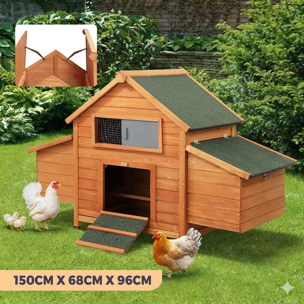 Chicken Coop Rabbit Hutch Large House Run Cage Wooden Outdoor Pet Hutch with Wooden Hutch