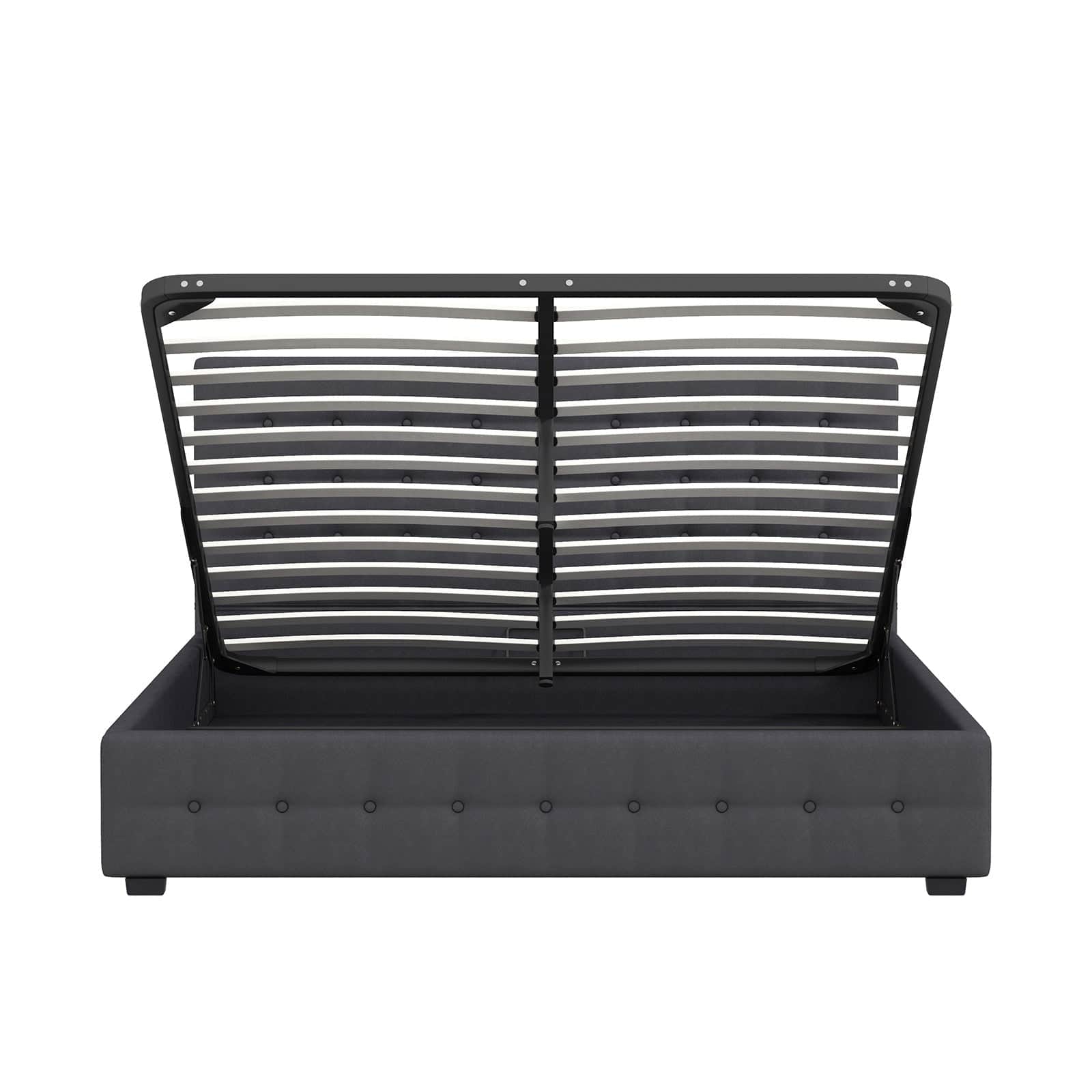 Eden Gas Lift Bed Dark Grey King - Upholstered Storage Headboard Frame