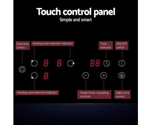 Electric Ceramic Cooktop 60cm Kitchen Cooker 4 Burner Hob Touch Control 5200W