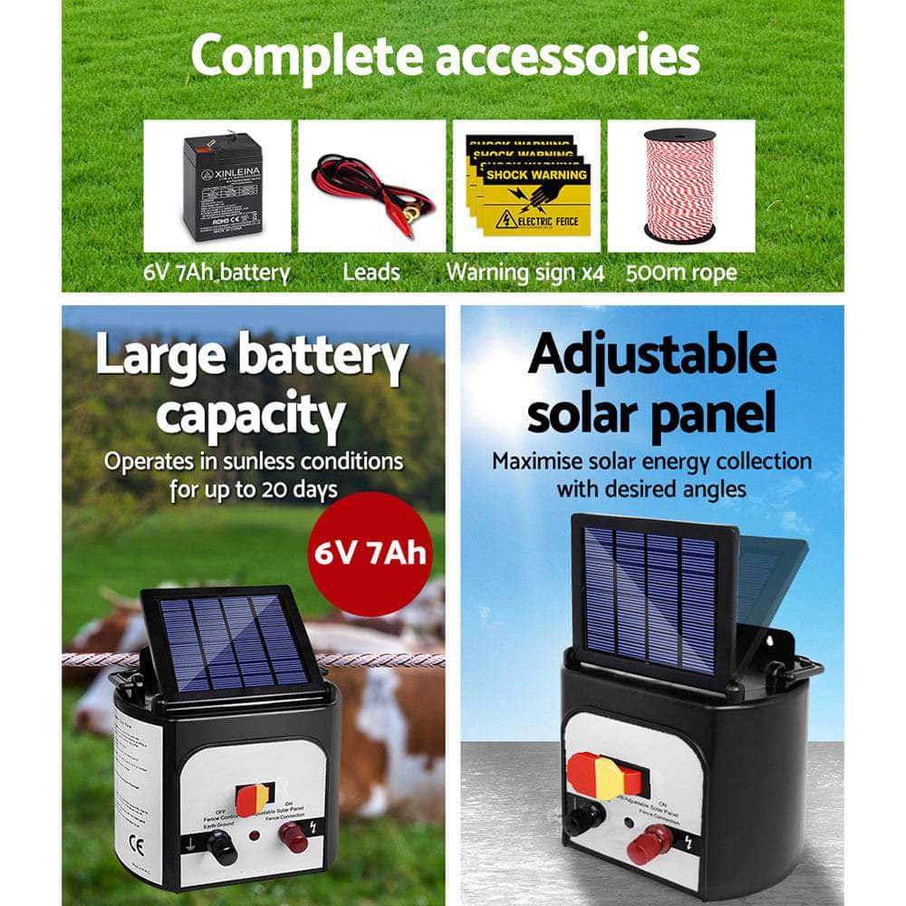 Electric Fence Energiser 8km Solar Powered Charger