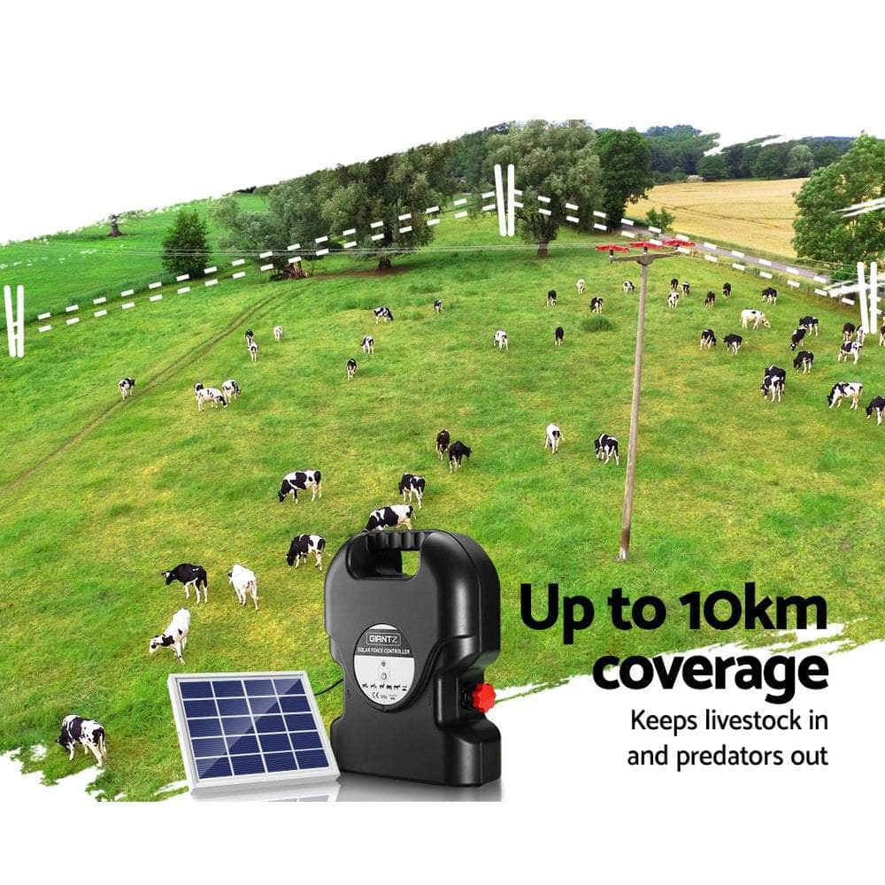 Electric Fence Energiser Solar Fencing Energizer Charger Farm Animal 10Km 0.5J