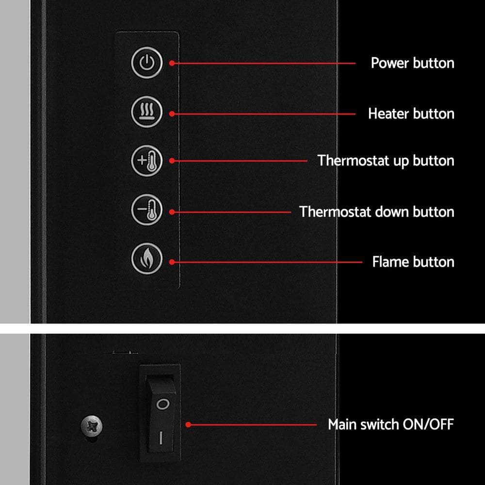 Electric Fireplace Fire Heater 2000W Black