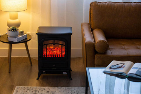 Electric Fireplace Heater W/ Real Flame Effect & 2 Heat Settings