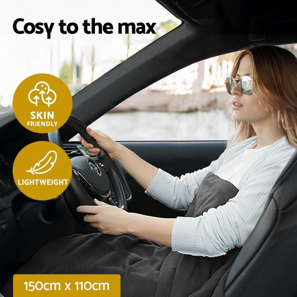 Electric Heated Blanket Car Throw Rug Grey
