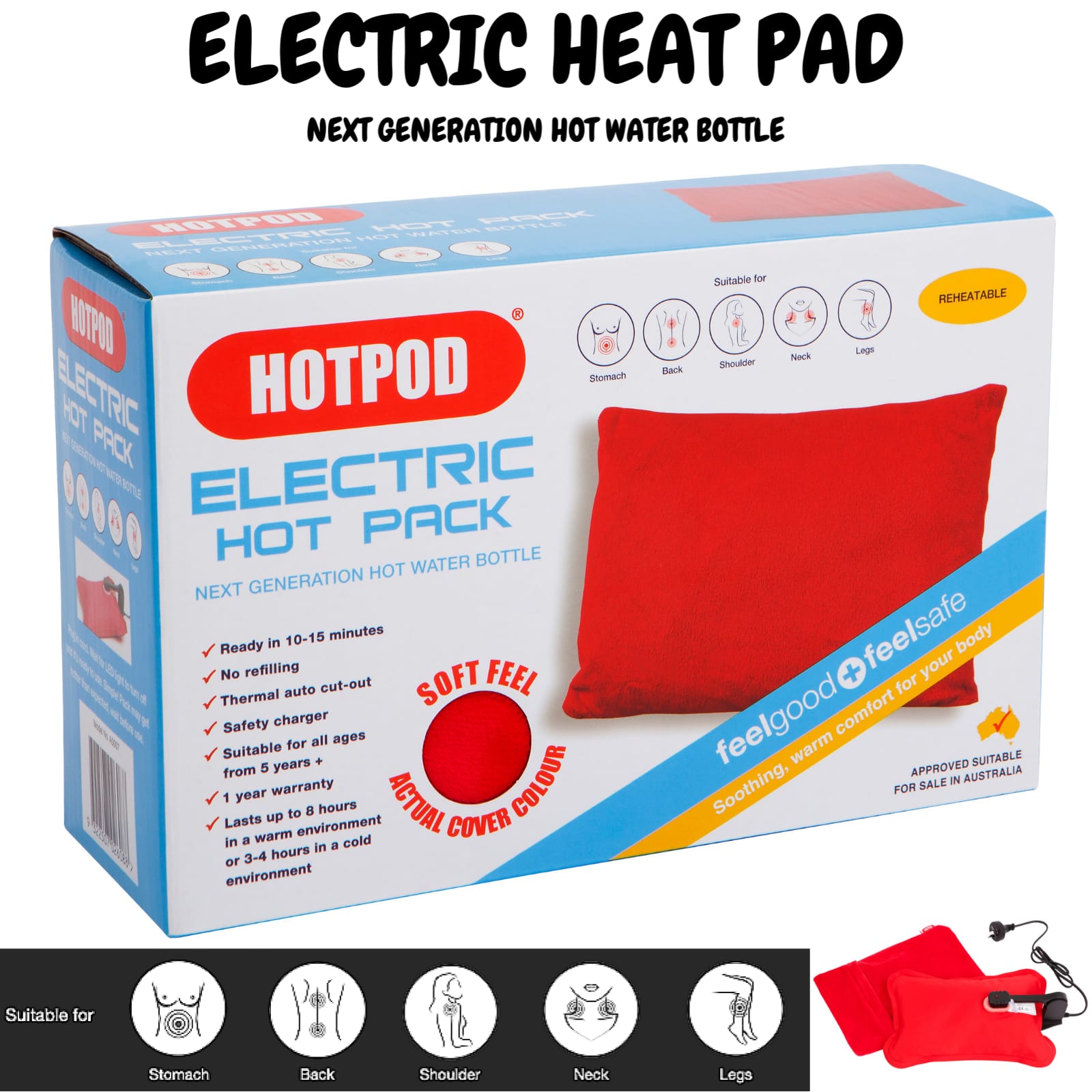 Electric Hot Pack Water Bottle Reheat-Able Pillow Pad Sleep Aid, Supports & Braces - photo 7
