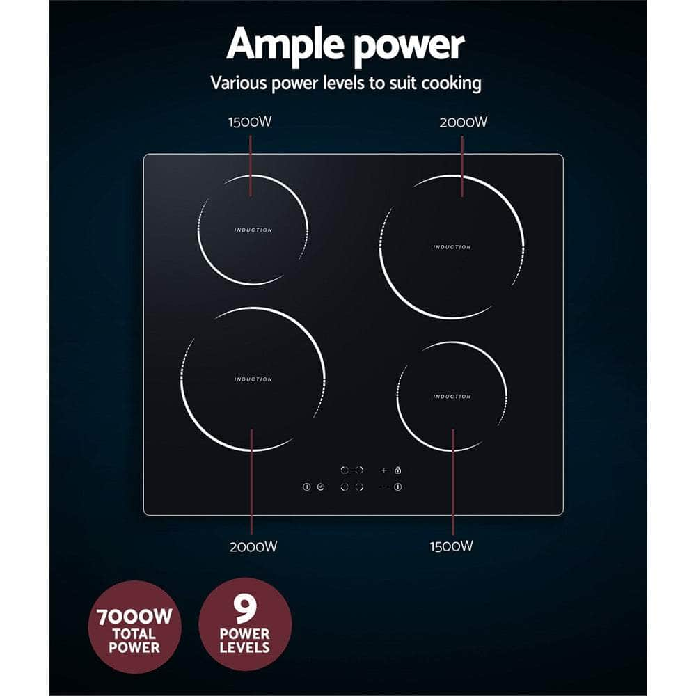 Electric Induction Cooktop 60cm Ceramic Glass 4 Zones Top Cooker