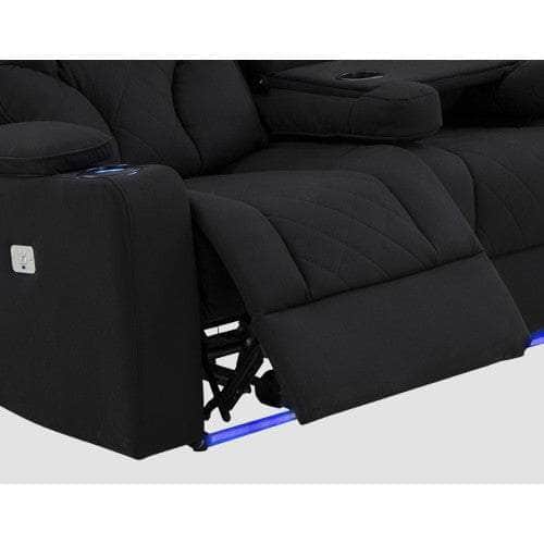Electric Recliner Stylish Rhino Fabric Black 1 Seater Lounge Armchair