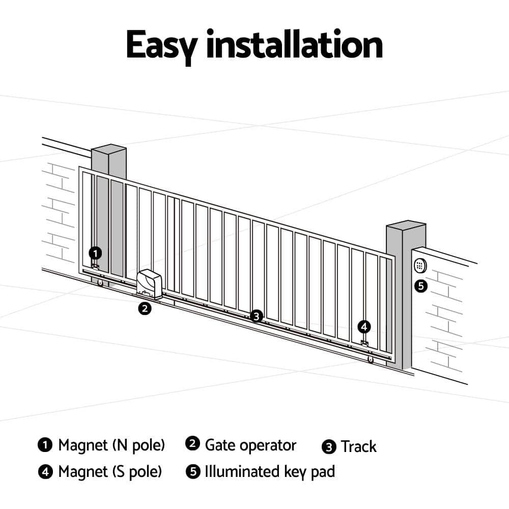 Electric Sliding Gate Opener 800KG Keypad 4M, 800Kg